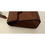 ALDO Alto Brown Alligator Imprint Single Handle Flap Clasp Closure Gold Plated Purse Photo 2