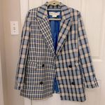 Treasure & Bond NWOT Mixed Plaids Oversized Blazer in Blue and Cream Photo 2