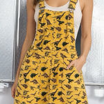 Run & Fly Ladies Honey Gold Dinosaur Print Pinafore Dress Yellow Size 8 Photo 0