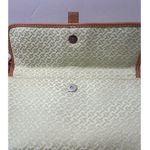 Talbots Women's Green Cotton Blend Leather Trim Wristlet Zip Closure 8”x5” VGUC Photo 3