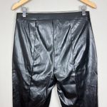 H by Halston Halston Faux Leather Pants Womens Medium Black High Waist Pull On Pockets Seamed Photo 4