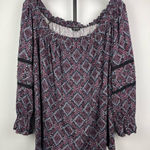 Lane Bryant Lane Bryant Black Purple Boho Floral Diamond Top Photo 0