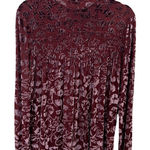 Joseph A Burnout Velvet Peasant Blouse Mauve Pink Medium Floral Long Sleeve Photo 0