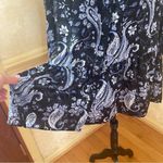 ZARA  PRINTED SHIRT FLOUNCED DRESS BLUE BLACK PAISLEY PRINT LONG SLEEVES SZ S Photo 3