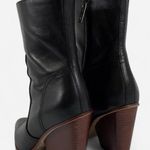 Veronica Beard  Black Stacked Heel Leather Logan Boots Sz 6 Photo 2
