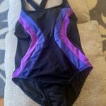   Women's Lands' End Athletic Bust-Minimizer Colorblock One-Piece  Photo 3