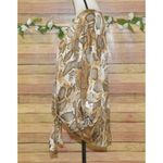 See and Be Seen Ladies L Brown Tie Front Sexy Snakeskin Blouse Top Short Sleeve Size L Photo 5