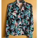 Tommy Bahama  Women's Teal & Black Tropical Print Quarter Zip Top Size Small Photo 3