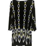 Alfani  Women's Black Blue White Yellow Long Bell Sleeve Ribbed Dress Size XL Photo 1
