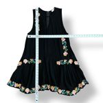 Umgee  USA Black Sleeveless Dress Small Boho‎ Floral Embroidered Tunic Shift Photo 2