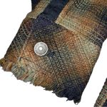 Free People NEW  Navy Tobacco Ombre Plaid Anneli Button Down Shacket Top Photo 8