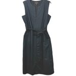 Banana Republic  Black Linen Blend Sleeveless Tie Waist Midi Dress Size L Photo 1
