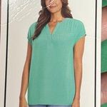 Nine West NWT  Women's Top V Neck Cap Sleeve Pullover Top Green Size Small Photo 5