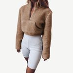 Zaful ✨ Women's Faux Fur Half Zip Fuzzy Sweatshirt Warm Fleece Crop Sherpa ✨ Photo 1