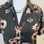 J for Justify Women’s Shirt Dress Gray Floral Buttons Collared Casual Size Large Classic Light Photo 2