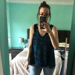 Eight Sixty Eight Sixty Floral Blouse | Abstract V-Neck Asymmetrical Hem | Size Medium Photo 1