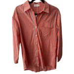 Isalis  Leo Pop-Top Pink Striped Button Down Shirt Womens‎ Long Sleeve New Small Photo 1