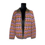 Sigrid Olsen VTG  Wool Knit Jacket Cardigan Leather Colorful Women APPROX Medium Photo 1