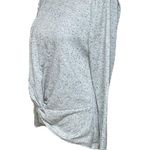 Loft Heather Gray with Black Speckles Ruched/Tie Front Sweatshirt Size Small Photo 2