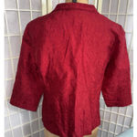 Eileen Fisher  RED Crushed 100% Silk Old Money Classic Designer Blazer Jacket Med Photo 1