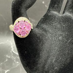 Vintage STS 925 Pink Sapphire Cluster Cocktail Ring Size 8 Photo 0