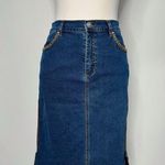 Lafei Nier Country Denim Skirt Mid Length Size 4 with Contrast Stitching Blue Photo 0