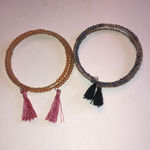 Lot of 2 Frosted Beads Plastic Beaded Boho Wrap Bracelets Orange Photo 5