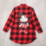Red Plaid Flannel Mickey Mouse Long Sleeve Button Down Y2K VTG Top Shirt Large Photo 6