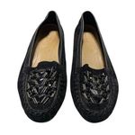 Etienne Aigner Nature Beaded Black Suede Slip-On Loafers With Leather Trim & Cushioned Insole 7 Photo 0