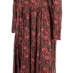 Laura Ashley Vintage Floral Dress Sz 8 Brown Pink Sleeve Basque Waist Wool Blend Photo 0