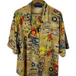 Alexander Campbell Vintage Hawaiian Shirt Size 16 Floral Button Up Aloha‎ Island Tan Photo 0