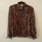 Lafayette 148 New York Silk Puff Sleeve Long Sleeve Blouse Boho Women size Small Photo 1