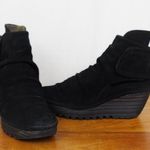 Fly London Black Suede Wedge Ankle Boots Size EU 39 Photo 0