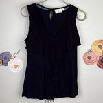 Deletta from Anthropologie V-Neck Black Sleeveless Blouse - Size - XS Photo 0