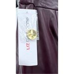 Liz Claiborne  winetastic pleated faux leather skirt gold buttons fleece lined 2 Photo 2