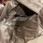 BCBGMAXAZRIA Silver Metallic Puffer Coat Women's Large Hooded Cropped Jacket Photo 8