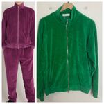 Suzie Kondi NWT - Unisex Zip Jacket Velour Jelly Bean Green Track Full Zip Photo 1