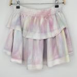 Love Shack Fancy Ruffle Mini Skirt XS Pastel Tie Dye Elastic Waist Feminine Boho Photo 4