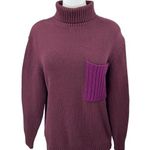 ZARA  Women's Purple Knit Long Sleeve Turtleneck Pocket Oversized Sweater Top M Photo 0
