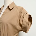Brochu Walker Sahara Beige Fia Belted Button Up Short Sleeve V Neck Dress Large Photo 4