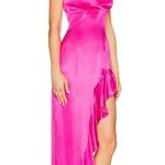 Bardot Revolve Ember Midi Dress Hot Pink High Low Asymmetrical V-Neck Large Sexy Photo 2