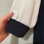 B+ab Navy Blue Pinstriped Long Sleeve Dark Academia Dress Women S Classic Preppy Photo 6