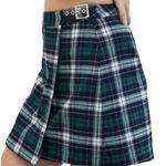 Brandy Melville Plaid Mini Skirt Kilt Blue Green XS S Photo 1