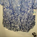 Karen Scott NWT  Blue Print Ombré Short Sleeve Button Up Blouse 0X Photo 8