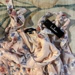 Lulus LULU’S Flirtatious Radiance Blush Pink Floral Mesh Bustier Midi Dress Photo 5