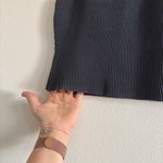 Quince  Cropped Square Neck Ribbed Knit Tank in Blue Gray Size Medium Photo 3