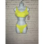 Hurley ‎ Crochet Soft Strap Bikini Set Yellow Cheeky Coverage Swimsuit size XS Photo 2