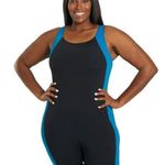 Sporti Womens Scoop Neck Unitard Swimsuit Size 18 Black/Blue Photo 0