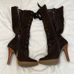 Colin Stuart sz8.5 side zip lace up front 5” heel suede boots EUC minimal wear Photo 5