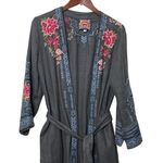 Johnny Was Davis Coat Size M Voltage Linen Embroidered Belted Boho Duster Photo 2